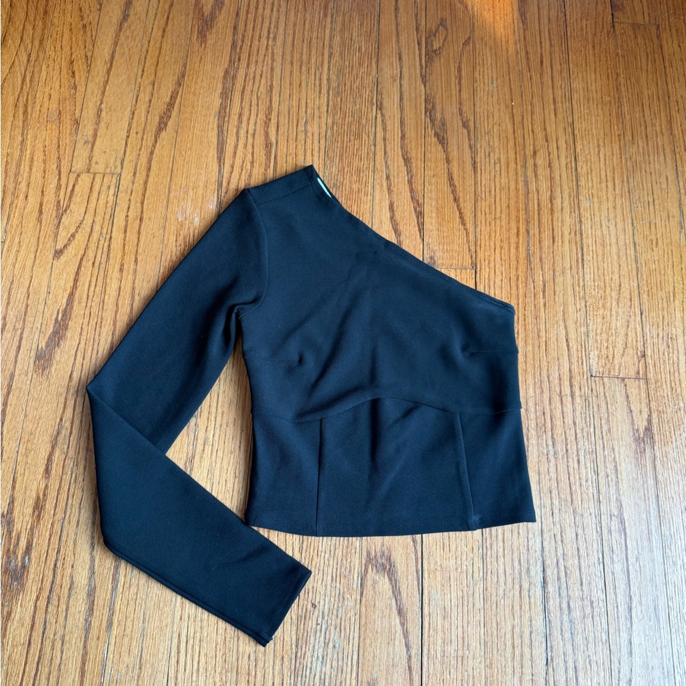 Abercrombie & Fitch Black Asymmetrical Long Sleeve Top